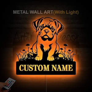 Custom Baby Bulldog Metal Sign LED Lights Bulldog Metal Sign Bulldog Name Sign Bulldog Wall Hanging Bulldog Neon Decor Bulldog Gifts