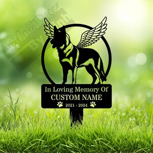 Personalized German Shepherd Dog Memorial Sign In Loving Memory Dog Sign Custom Memorial Stake Pet Grave Marker Remembrance Stake