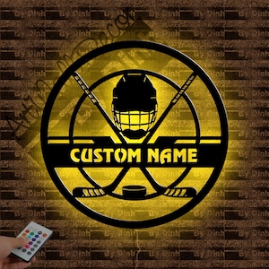 Personalisierte Hockey Metallwandkunst, Hockey Metallschild LED-Licht, Hockey Metallwanddekor, Hockey Dekoration