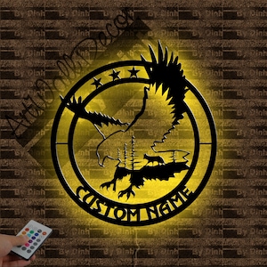 Personalized Eagle Metal Wall Art LED Light, Eagle Metal Sign, Eagle Led Sign, Eagle Metal Wall Decor