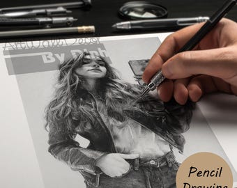 Hand Drawn Pencil Portrait – Custom Graphite Sketch From Photo – People, Pets, Car Portrait – Unique Handmade Gift
