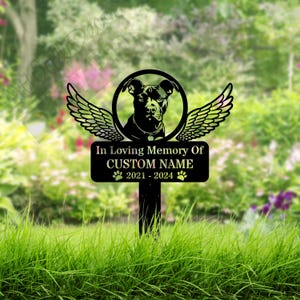 Pit Bull Dog Memorial Stake Dog Grave Marker Dog Metal Stake Dog Garden Sign Pet Loss Gift Dog Memorial Plaque