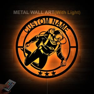 Custom Diver Metal Wall Art LED Light, Scuba Diving Metal Sign, Personalized Ocean Adventure Decor, Deep Sea Diver Gift, Man Cave LED Light