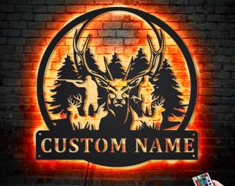 Hunting Decor with Deer Head Design, Nature-Inspired Wall Art with Mountain and Tree Motif, Unique Gift for Him, Wildlife Lover or Hunter