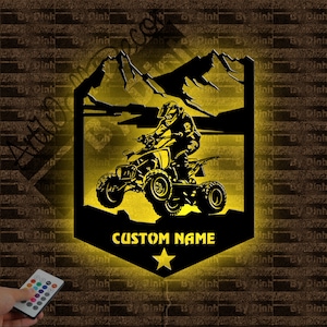 Custom ATV Quad Metal Sign LED Light,Personalized Quad Riding Metal Art,Quad Metal Decor,4 Wheeler Metal Sign