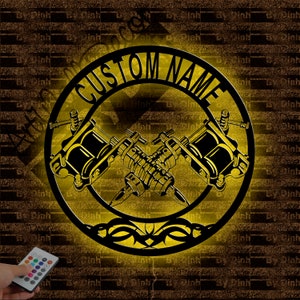 Personalisierte Tattoo Maschine Metall Schild, Tattoo Maschine Metall Wand Kunst, Tattoo Studio Wand dekor