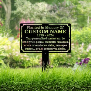 Personalized Memorial Tree Plaque With Stake Custom Metal Grave Marker Remembrance Plaque Outdoor Memorial Plate Stake For Mom Dad Tree Sign