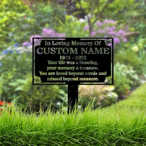 Personalized Memorial Plaque Stake Custom Metal Grave Marker Remembrance Plaque Outdoor Memorial Plate Stake for Mum Dad