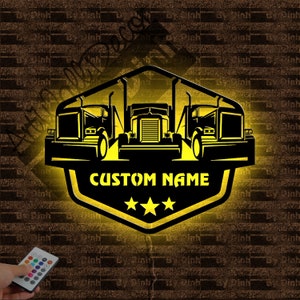 Custom Truck Metal Wall Art LED Light, Personalized Truck Metal Sign, Metal Truck Wall Decoration