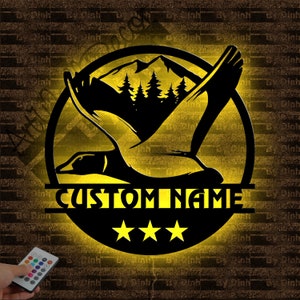 Personalized Duck Hunting Metal Sign LED Light, Duck Hunting Metal Wall Art, Duck Hunting Led Sign, Duck Wall Decor