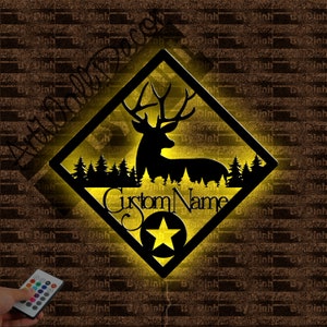 Personalisierte Deer Metallschild LED-Licht, frohes Weihnachtsgeschenk, Deer Metallwand-Kunst-Inneneinrichtung