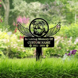 Australian Bulldog Dog Memorial Stake Dog Grave Marker Dog Metal Stake Dog Garden Sign Pet Loss Gift Dog Memorial Plaque