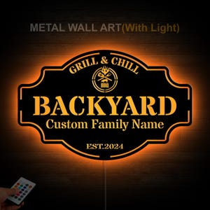 Personalized Backyard Metal Sign Bar Grill Sign Grill Metal Sign Bar Metal Sign BBQ Signs Custom Bar Sign Outdoor Kitchen Metal Sign