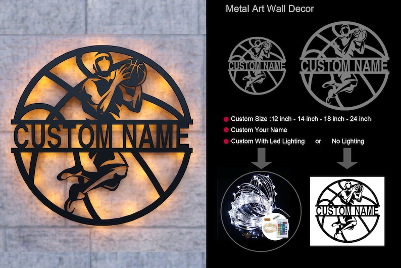 Custom Basketball Metal Wall Art Basketball Metal Sign Etsy