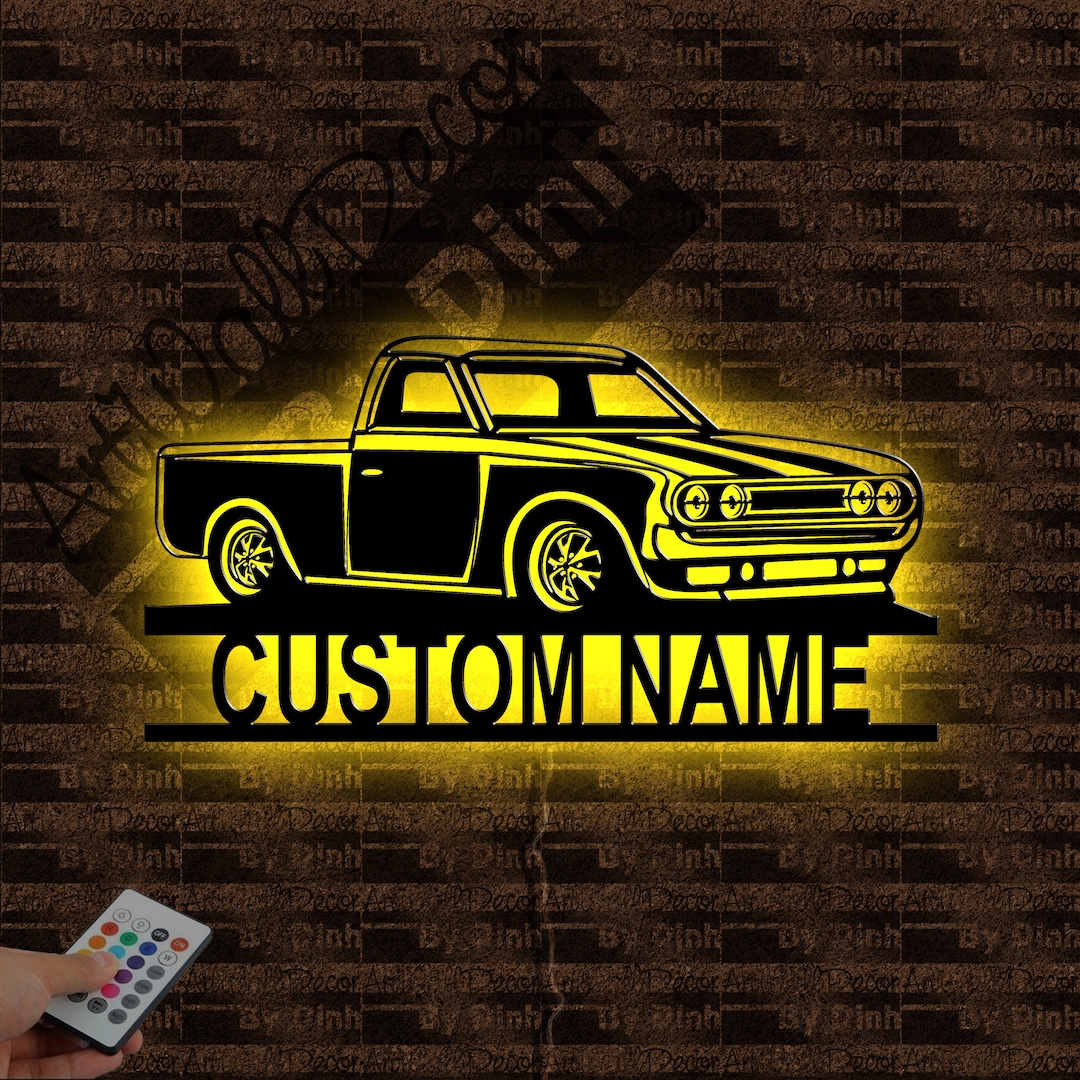 Personalized Classic Car Metal Sign LED Light, Vintage Car Name Sign, Muscle Car Metal Wall Art