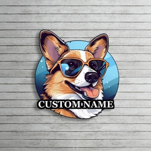 Niestandardowa kreskówka Corgi Metalowa sztuka ścienna Corgi Pies Metalowy znak Corgi Ściana Wystrój domu Corgi Metalowa sztuka Corgi Wisząca na ścianie Prezenty dla miłośników psów