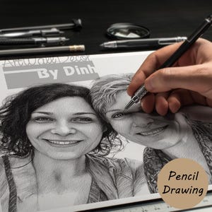 Custom Hand Drawn Pencil Portrait From Photo, Portrait Drawing, Original Graphite Drawing, Pencil Drawing, Hand Drawn Art Gift