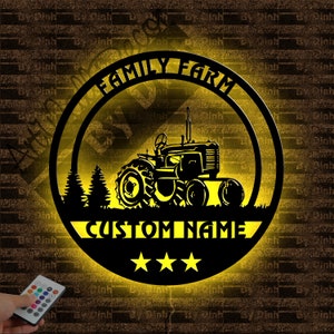 Personalized Tractor Metal Sign LED Light, Tractor Metal Wall Art, Tractor Metal Led Sign, Farm Metal Sign