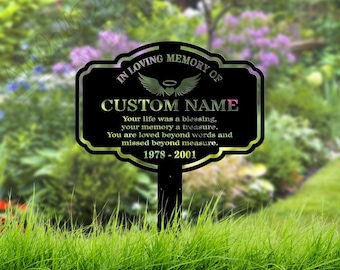 Custom Memorial Grave Marker, Personalized Plaque Stake, Remembrance Plaque, Outdoor Memorial Plate Stake for Mum Dad, In Loving Memory