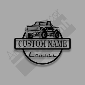Custom Metal Pickup Truck Garage Sign Garage Name Sign Man Cave Metal Wall Art Workshop Home Decor Garage Address Signs