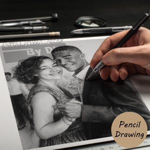 Custom Pencil Portrait from Photo - Hand Drawn Graphite Drawing of People, Pets, Vehicles - Personalized Handmade Gift, Original Sketch Art