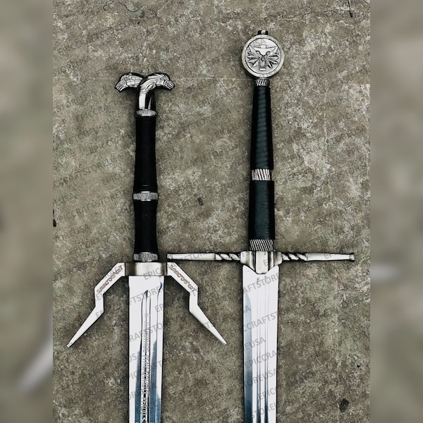 The Witcher Sword - Swords of Geralt of Rivia - Great Sword and Feline Sword - Griffin Silver Sword, Engraved