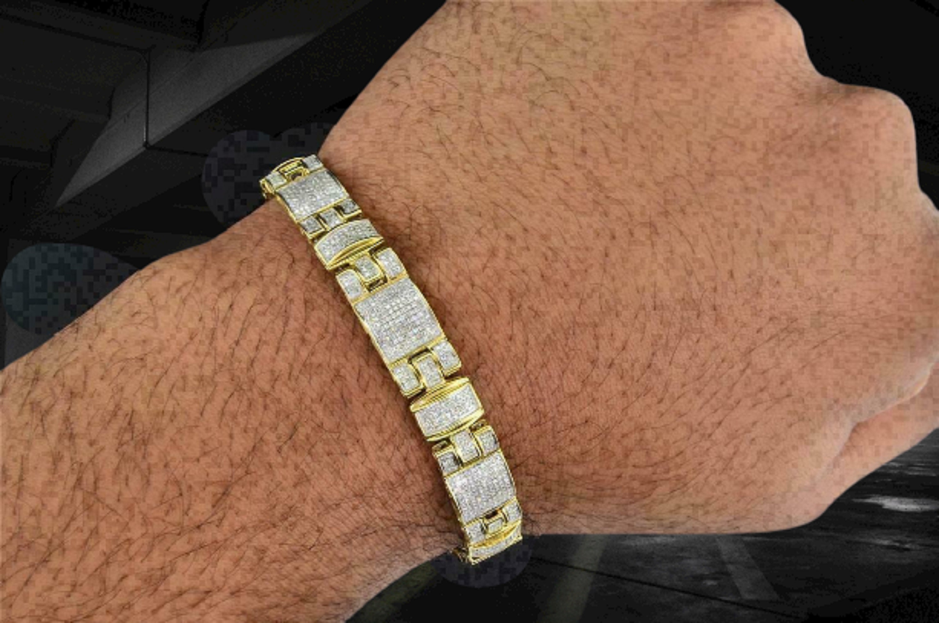 Swank. Stunning Golden ID Bracelet for Men With Diamond Cut 