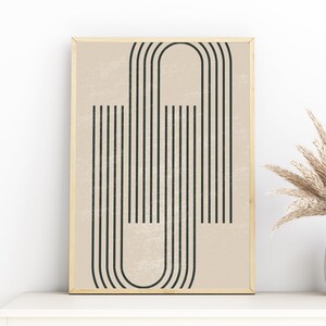 Mid Century Wall Art, Geometric Art Retro Print, Beige Black Wall Art, Minimalistic Poster Modern, Boho Art Print,Neutral Printable Wall Art