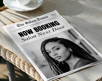 Salon Grand Opening Newspaper Canva Template: Customizable and printable flyer (Digital)
