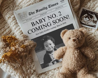 Digital Newspaper Pregnancy Announcement for Big Brother | Gender Neutral Social Media Announcement