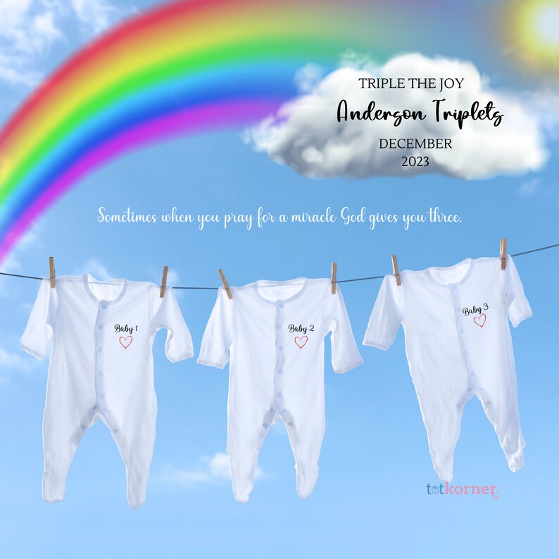 Rainbow Baby Pregnancy Announcement Triplets Digital Download Pregnancy