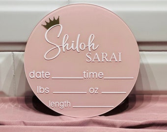 Hello World | Birth Announcement | I’m New Here | New Baby Sign |  Birth Stats Sign | Baby Photo Prop | New Mom Gift