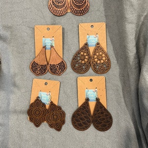 Handmade Wooden Earrings w/Sterling Silver Hooks