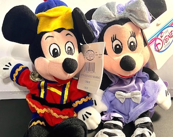 CLEARANCE - Vintage Disney Mickey and Minnie Bean Bag Plushies with Tags