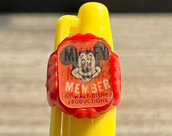 CLEARANCE - Vintage Disney Red Plastic Mickey Mouse Club Member Ring w/Changing Face!