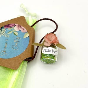 Handmade Pixie Dust Necklace – Tinker Bell Inspired Glitter Jar (Organza Bag)
