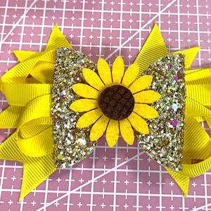 Handmade Sunflower Hair Bow Clip