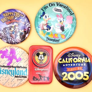 Vintage Disneyland/Disney World Large Pinback Buttons:  You Choose Which One!!!