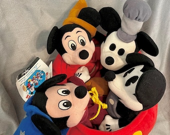 Vintage Mickey Mouse 70th Anniversary Beanbag Plush Set - Rare w/Tags