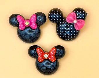 Handmade Minnie Mouse Inspired Resin Pins or Brooches:  Choose Style/Color!