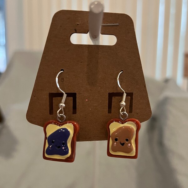 Handmade Peanut Butter & Jelly Earrings w/Sterling Silver Hooks