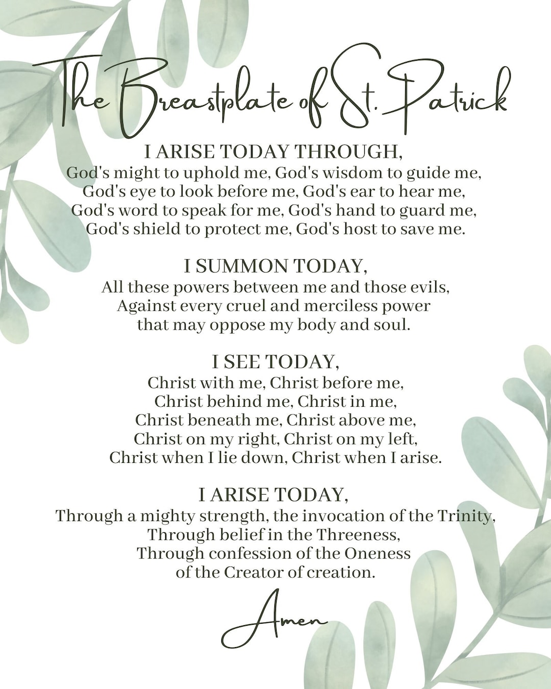 Breastplate of St Patrick Printable Download Etsy Breastplate of St Patrick Printable Download Etsy