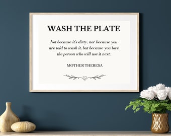 Wash the Plate, St. Teresa of Calcutta printable quote. Digital download, Catholic saint, Wall art