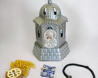 Religieus pakket Metallic olielamp Kerk, Amulet, Komboskini, Kurk, Wieken Gezegende christelijke producten uit Griekenland