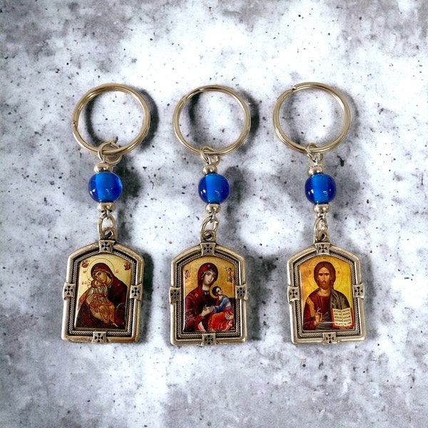 Religious keychains, Jesus keychain, Virgin Mary keychain,