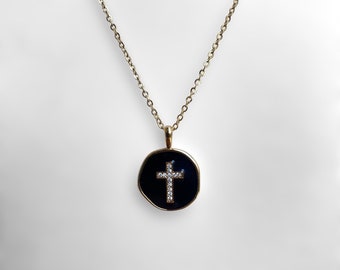 Asymmetrische Goldkreuz Halskette für Frauen Perfektes Geschenk für sich