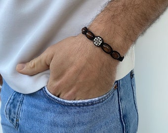 Christian bracelet for men Religious Mens Christian Jewelry Religious bracelet for him Cross bracelet for men