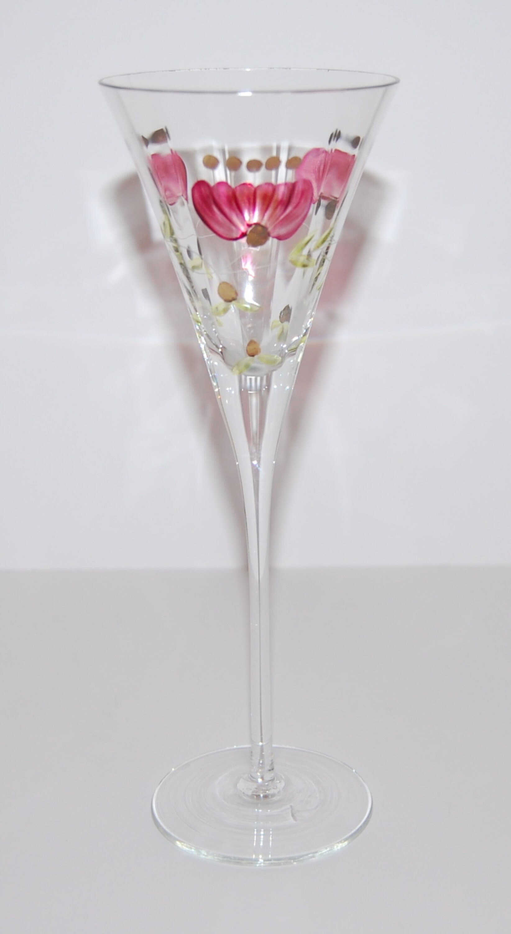 6 Champagne Glasses Art Nouveau Theresienthal Handpainted Flowers Etsy