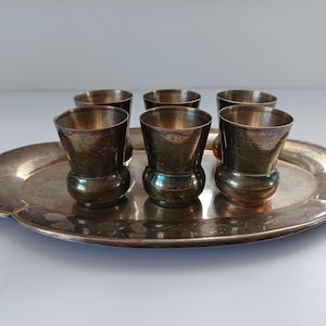 Servicio de licor antiguo plateado Karl Deffner Esslingen, copa de licor, 1920