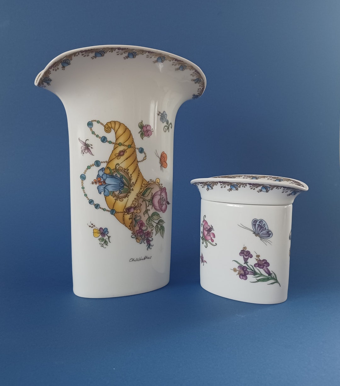Cornucopia Layout Vase and Lidded Box Hutschenreuther Cornucopia Design Ole Winther ...